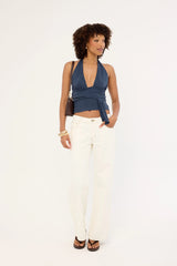 Motel Prilla Halter Top Cupro Ocean Storm