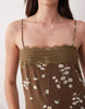 cami maxi slip dress with lace trim in mocha delicate floral
