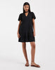Vero moda poplin tie waist lace trim ruffle hem mini dress in black