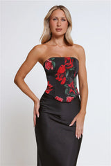 Rosy Mood Strapless Corset Top Black