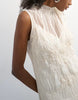 Topshop chiffon sleeveless maxi dress with ruched artwork in ecru