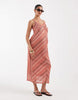 Vero Moda Maternity chevron knit crochet cami midi dress in pink