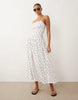 cami with full skirt midi dress polka dot print