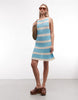 Reclaimed Vintage crochet mini dress in blue stripes