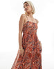 ONLY cami maxi dress in red ikat prints