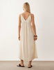 linen blend deep v-neck maxi sundress in ivory