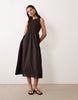 JDY sleeveless smock midi dress in brown