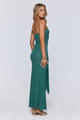Kissable Strapless Mesh Maxi Dress Teal