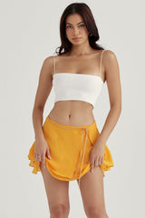 tangerine floaty layered mini skirt