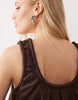 poplin ruched scoop neck and back mini sundress in chocolate