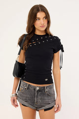 One Teaspoon Bandits Low Waist Denim Shorts Charcoal