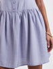 Brave Soul slash neck button down dropped waist mini dress in light blue