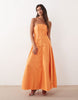 ARRANGE heavyweight cotton seam detailing strapless maxi dress in papaya