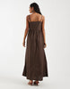Object poplin cami midi dress with crochet patch detail in chocolate