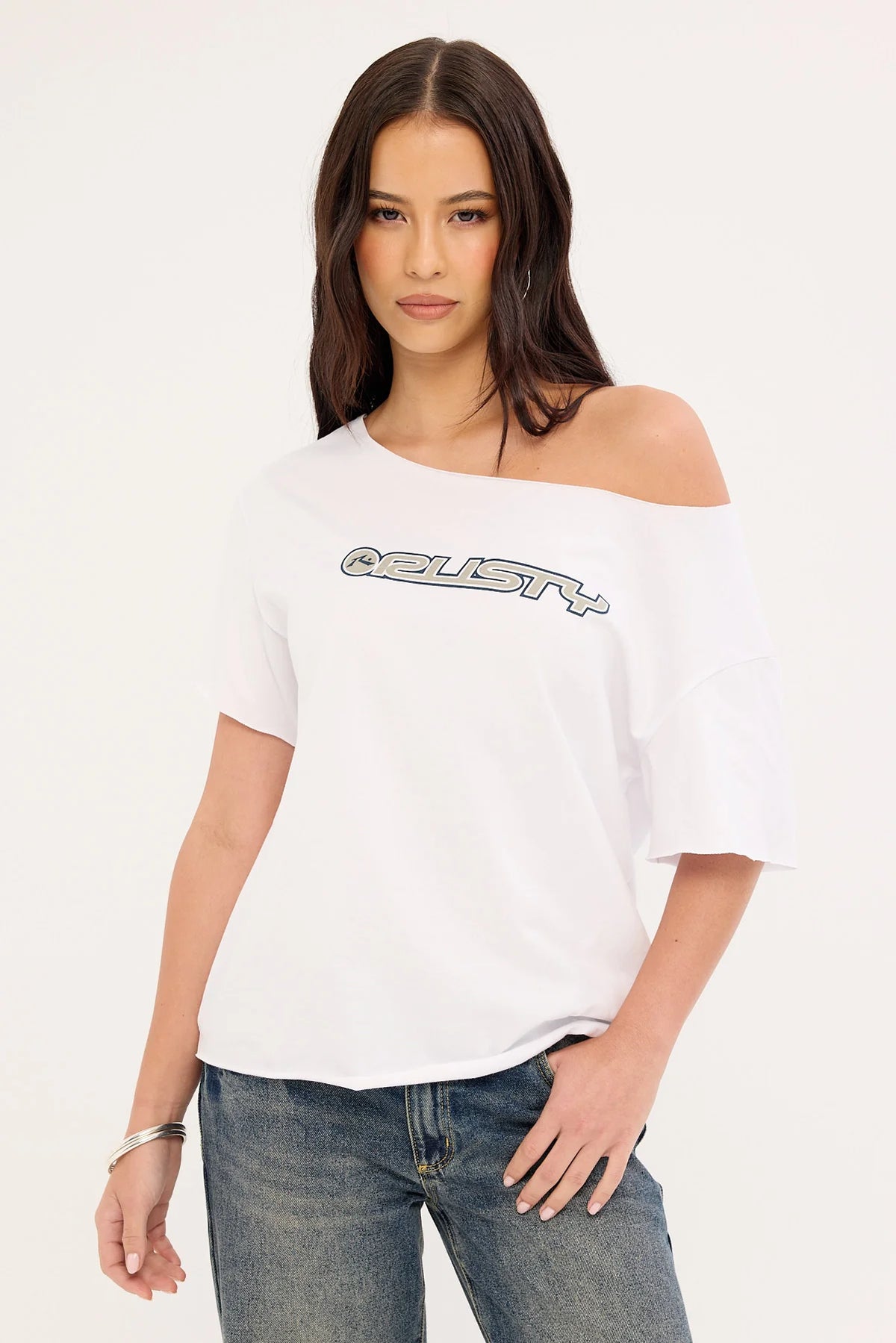 Rusty New But Old Off Shoulder Tee Vintage White