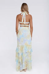 Sultry Bloom Halter Maxi Dress Yellow