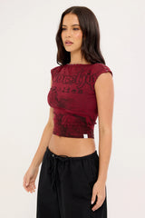 Worship Entwine Boat Neck Top Deep Cherry