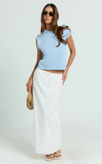 Marilou Top - Knit Off Shoulder Top in Pale Blue