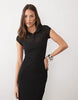short sleeve double layer midaxi dress in black