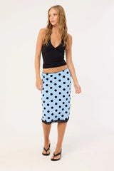Motel Gamila Midi Skirt Polka Spce Blue Black
