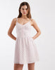 Hollister strappy button front mini dress in pink polka dot