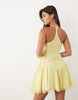 halterneck mini dress with lace trim details in soft yellow