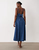 ASOS LUXE denim midi dress with heart bust detail