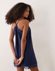 cami v-neck mini sundress with lace overlay in navy