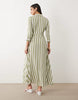 YAS maxi shirt dress in white and oil green stripes