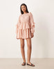 long sleeve ruffle mini dress in dusty pink