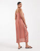 Vero Moda Maternity chevron knit crochet cami midi dress in pink