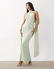 scarf detail maxi dress with plunge back in sage green