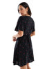 Vero Moda button up mini skater dress with cherry print in black
