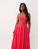 crinkle scoop neck maxi sundress with shirred waist in fiery red