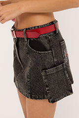Neovision Shadow Realm Mini Skirt Washed Black
