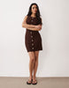 Miss Selfridge textured knit mini shift dress in chocolate