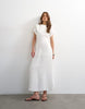 Topshop drop shoulder blouson waist crinkle maxi dress in white