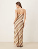 halter neck chiffon maxi dress in multi stripes