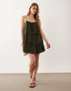 Mango ruffle mini dress in khaki