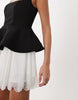 ASOS LUXE mini dress with broderie skirt in black and white