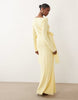 Daska mesh slash cowl neck corsage drape detail maxi dress in lemon