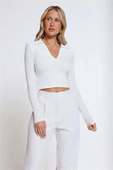 BASE Form Luxe Knit Collared Long Sleeve Top White