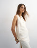 Topshop crepe sleeveless twist side maxi dress in ecru