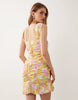 ruched center seam mini dress in floral print