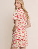 Nobody's Child Fabienne cotton ruched puff sleeve mini dress in rose print