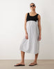 Mamalicious Maternity sleevless midi dress with contrast stripe skirt detail in black and white