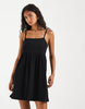 PIECES babydoll cami mini dress in black