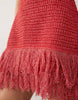 boucle knit asymmetrical mini dress in red