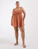 Curve Selina beach textured cotton shirred mini sundress in ginger