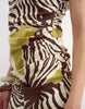 Topshop linen rich drape asymmetric mini dress in khaki and brown abstract animal print